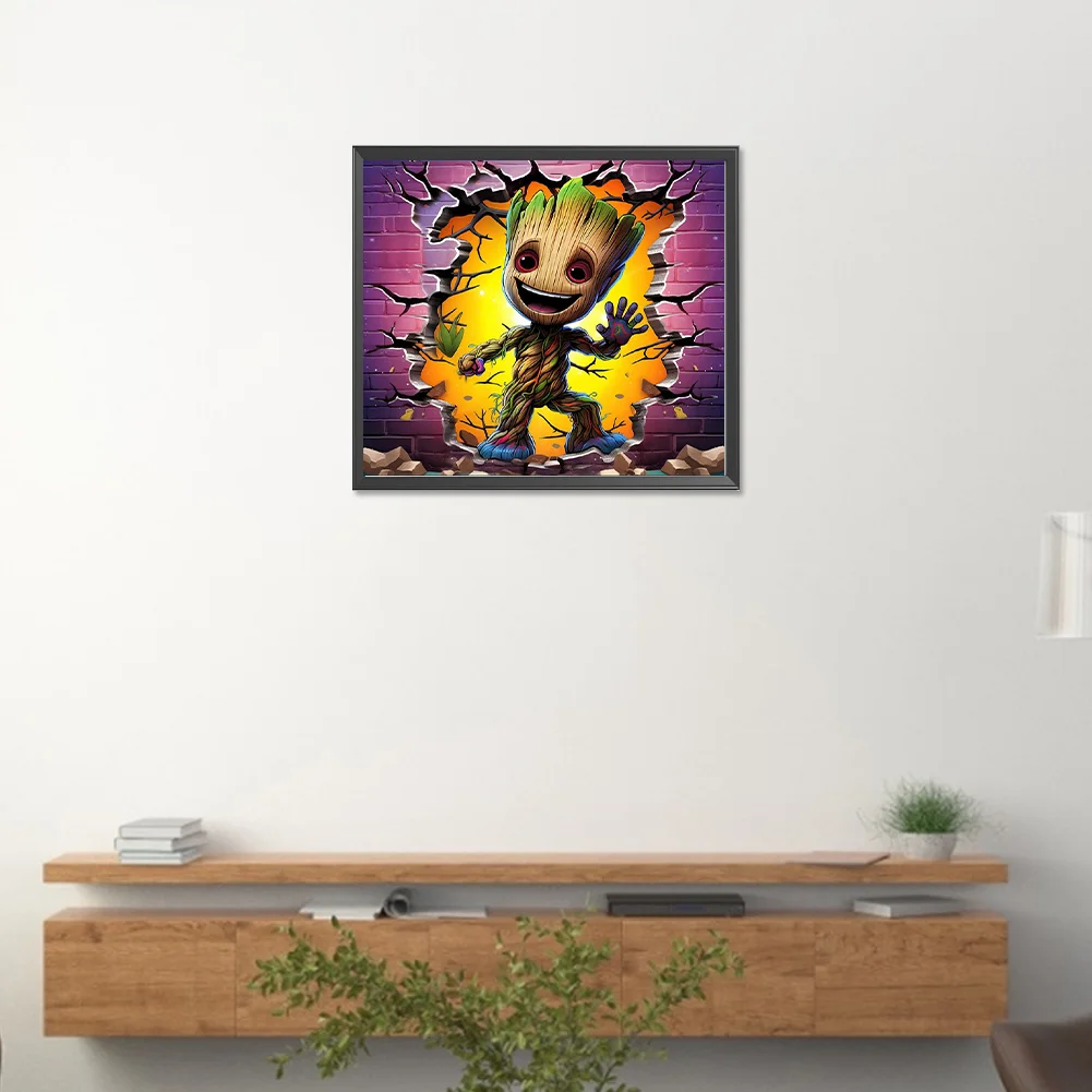 Diamond Painting - Full Round Drill - Groot Breaking Wall(Canvas|40*35cm)