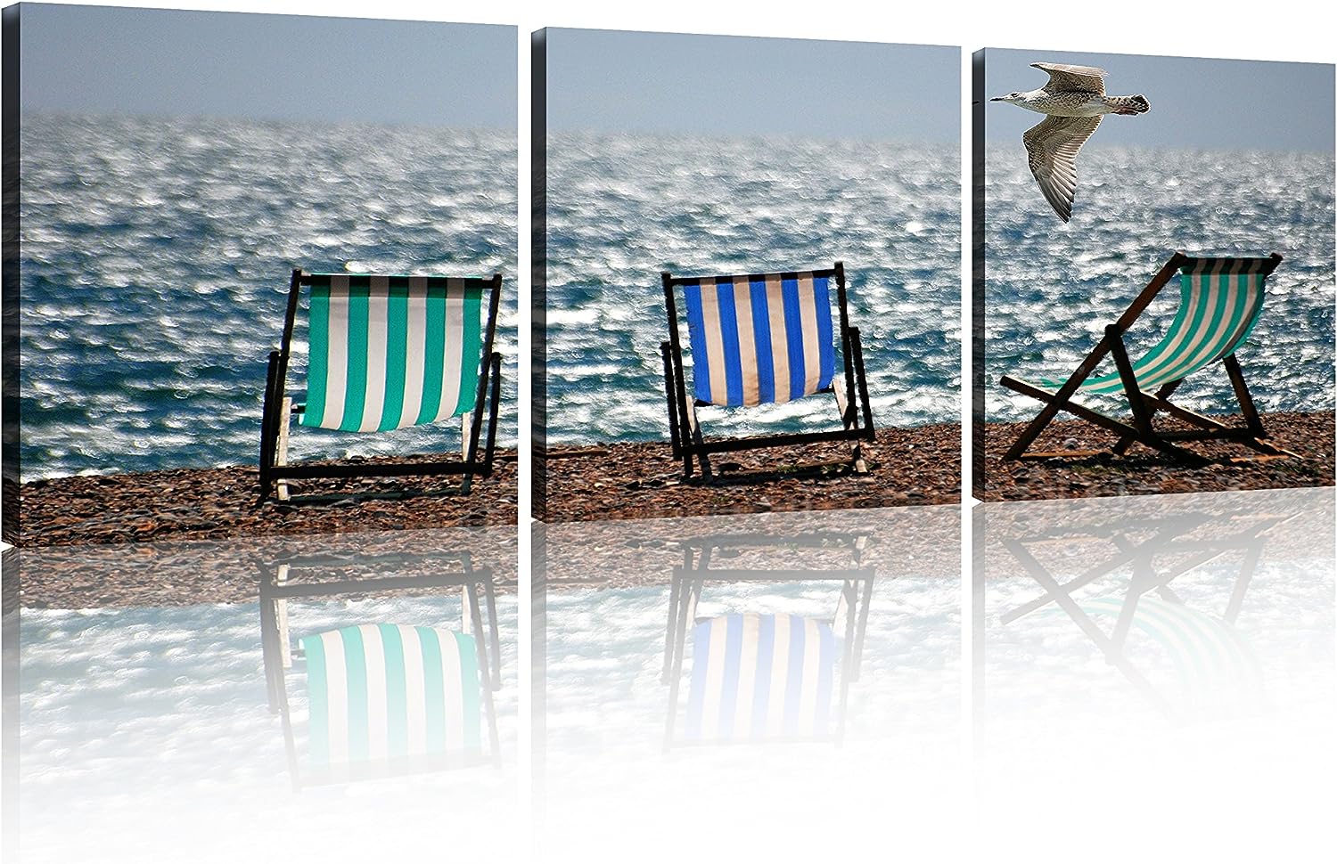NAN Wind 3 Panels Seascape Ocean Canvas Prints Landscape Pictures Paintings Canvas Wall Art Sea Beach Pictures Artwork for Living Room Home Decorations