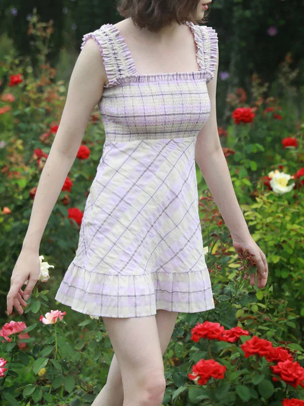 Ruched plaid dress
