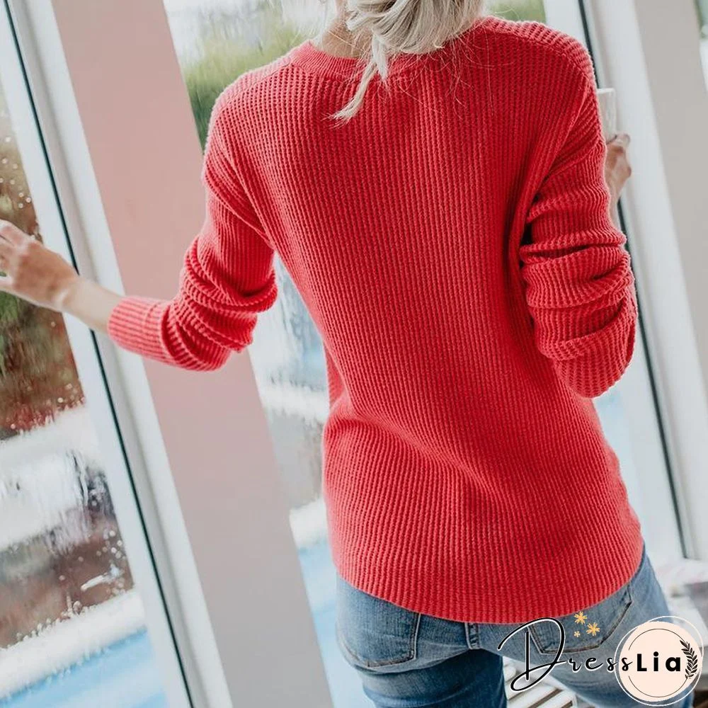 Round Neck Asymmetrical Sweater