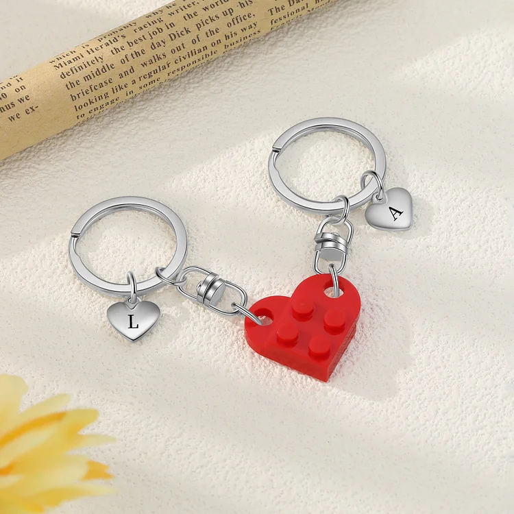 Heart keychain with on sale letters