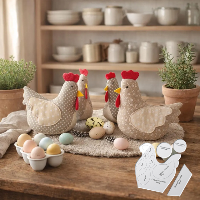 Fabric Chicken Sewing Pattern Ruler Set-With Instructions（10pcs）