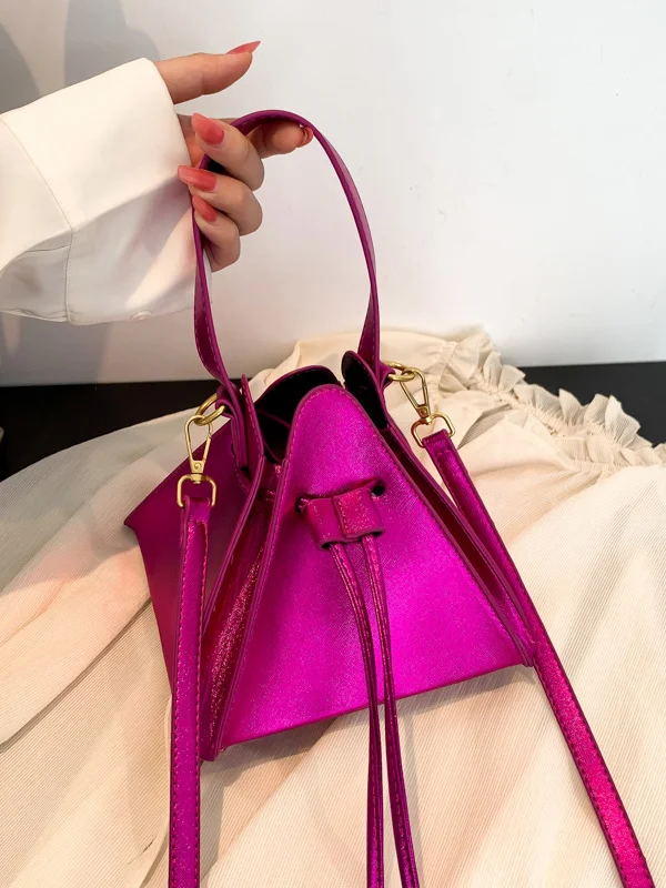 Split-Joint Solid Color Drawstring Triangle Handbags