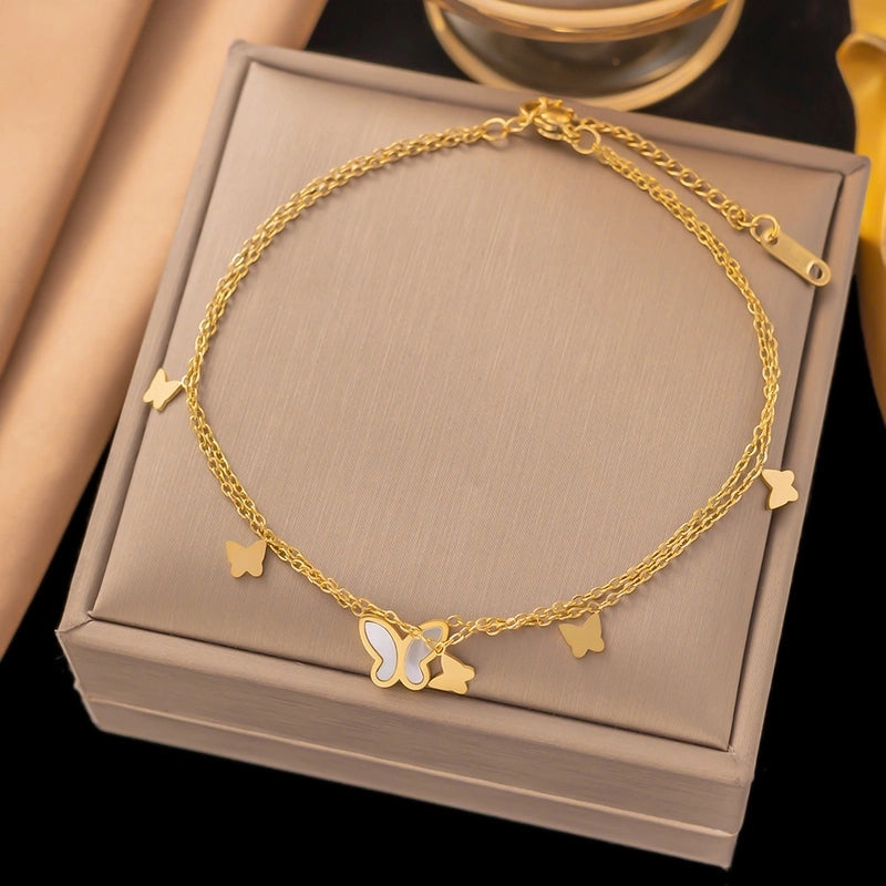 Elegant Streetwear Heart Shape Titanium Steel Anklet