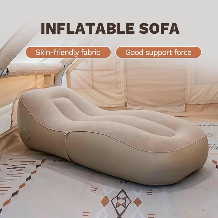 Single outdoor camping inflatable sofa with built-in air pump, quick inflation at the touch of a button. Air release/Quick inflation in 90 seconds. Inflated dimensions: 185*56*76 cm.