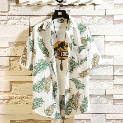 Print Brand 2020 Summer Men's Beach Shirt Fashion Short Sleeve Floral Loose Casual Shirts Plus Asian SIZE M-4XL 5XL Hawaiian