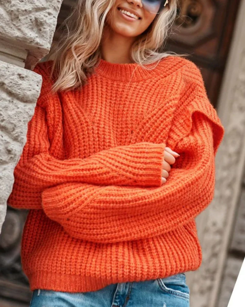 Elegant casual fly sleeve sweater