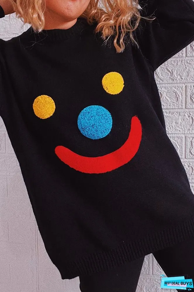 Clown Smile Knit Pullover Sweaters Winter Outfits