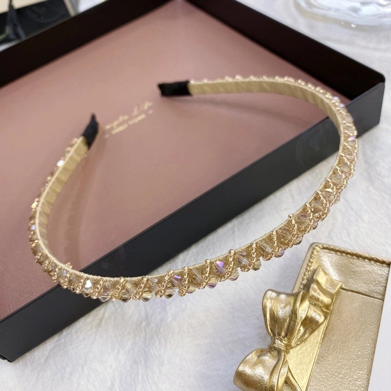 South Korea’s New Crystal Full Diamond Headband Summer Simple Hair Hole Steel Ring Thin Edge Headband