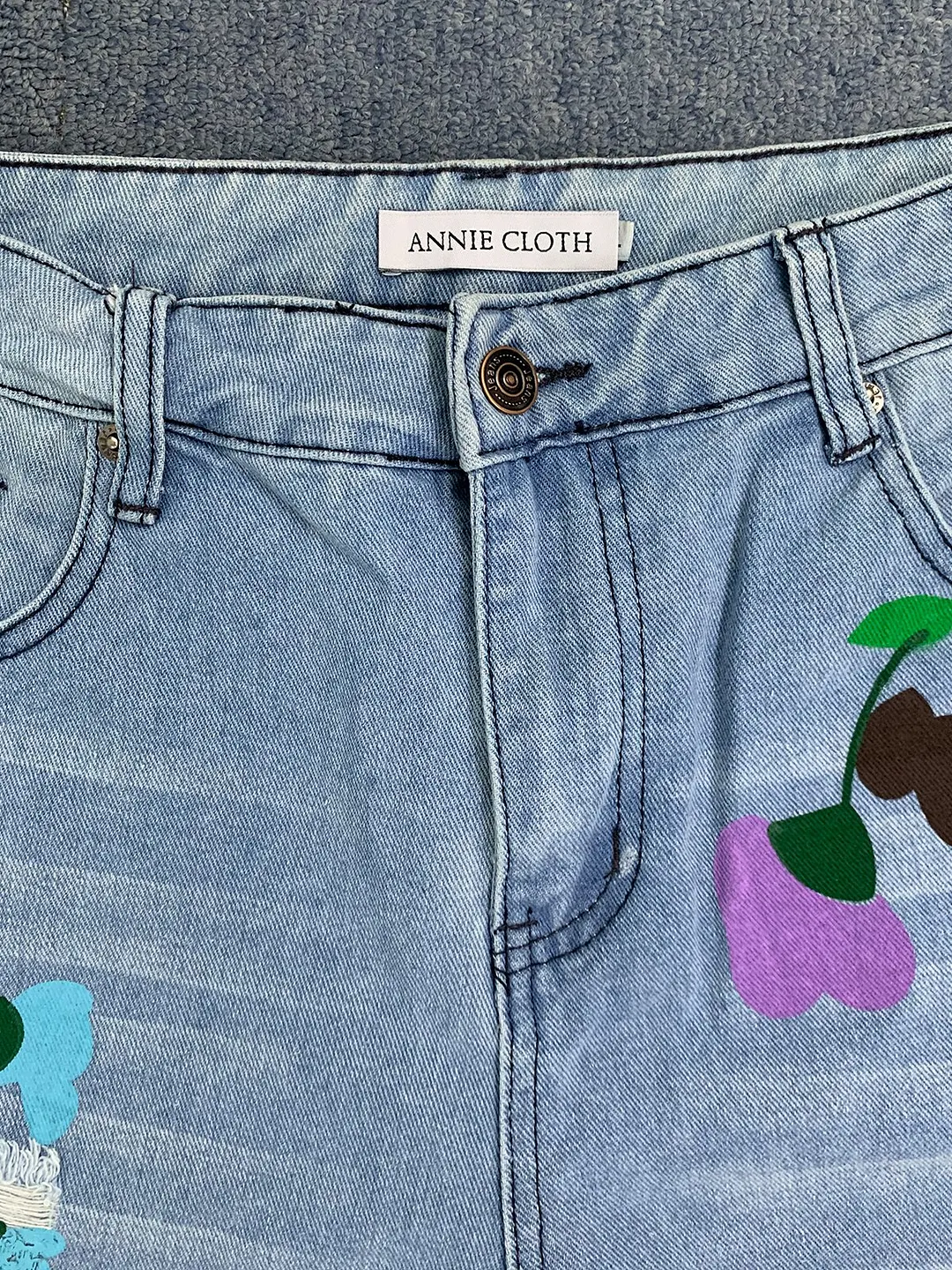 All Season Denim Floral Casual Jeans