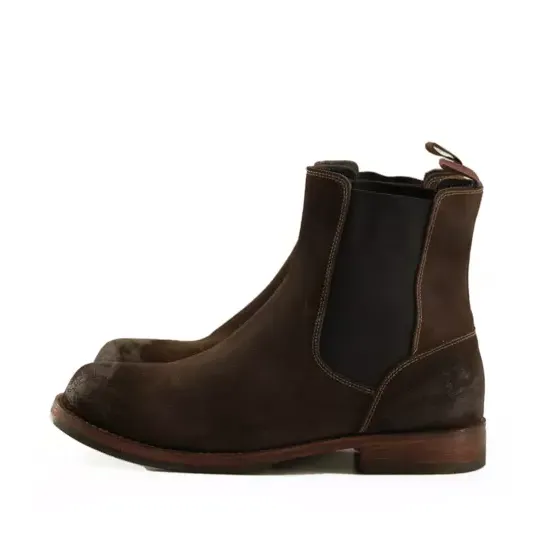 Men's Suede Chelsea Ankle Boots with Elastic Gore