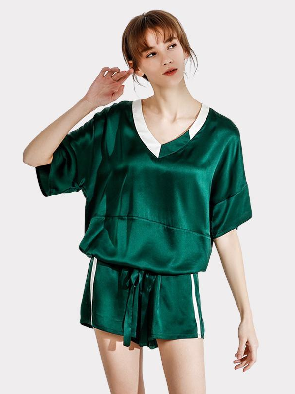 19 Momme Sport Loose Short Silk Pajamas-Real Silk Life