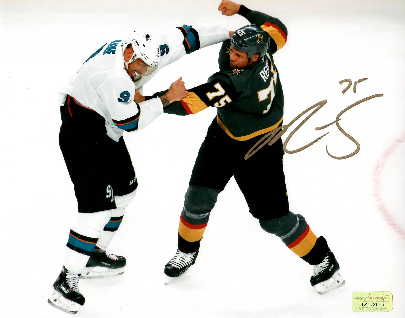 Ryan Reaves Signed Vegas Golden Knights 8x10 Photo Poster painting vs Evander Kane Fight COA