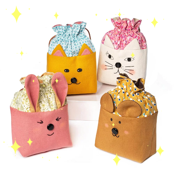 Cute Animal Drawstring Bag-Template Set + Instructions