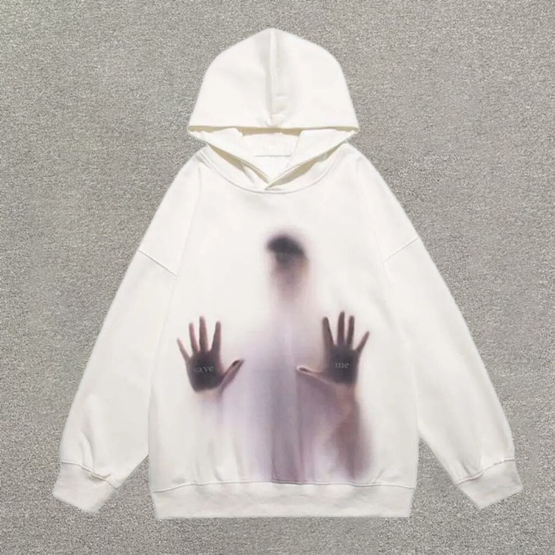 Retro Street Save Me Printed Cotton Hoodie