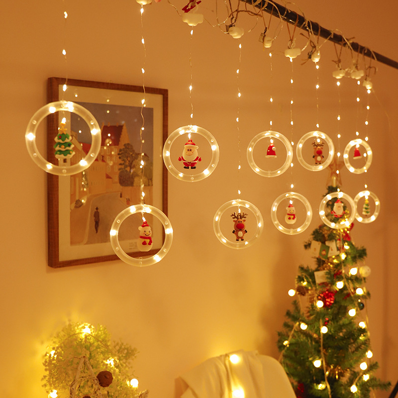 Christmas lights string Santa Claus cartoon modeling curtain lights LED lights