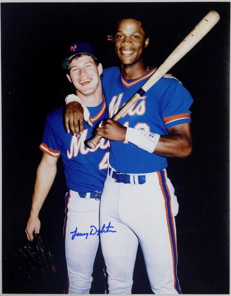 LENNY DYKSTRA SIGNED 11x14 Photo Poster painting w/ Darryl Strawberry New York Mets