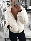 Casual Plush Solid Color Lapel Collar Long Sleeves Warm Jacket