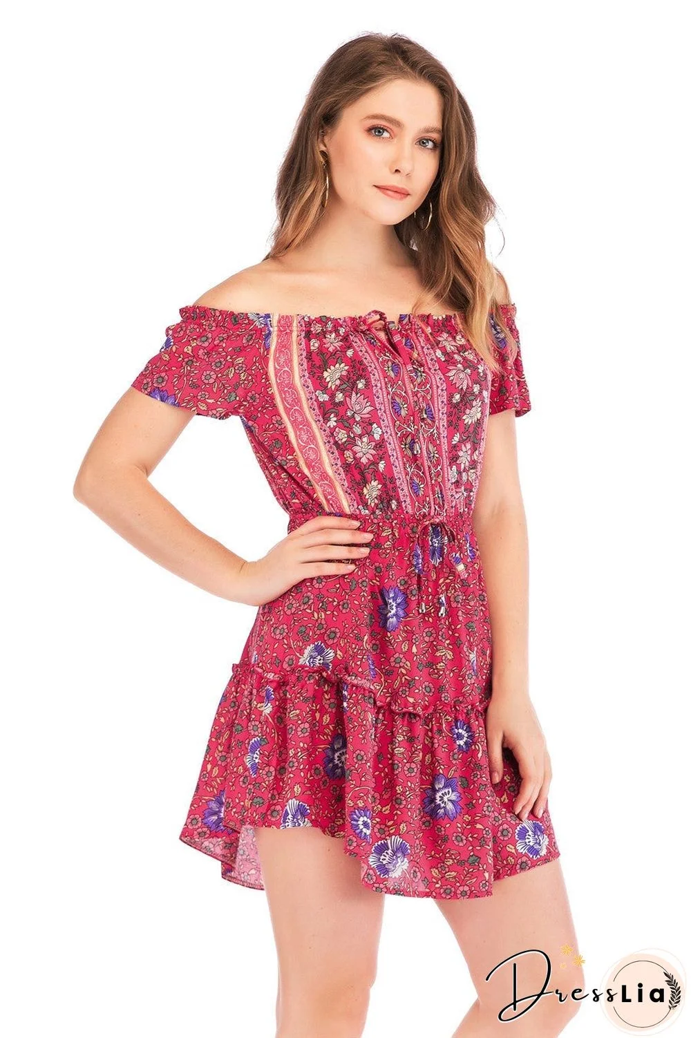 Printed Strapless Dress