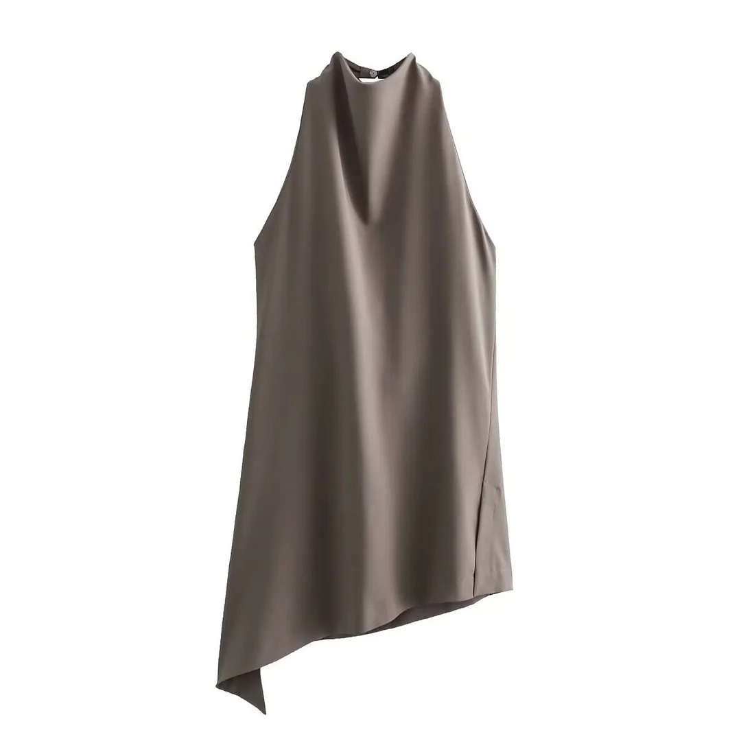 Nigikala Nigikala Women's Clothing Neck Tie Minimalist Top + Mid-Rise Loose Trousers B88651