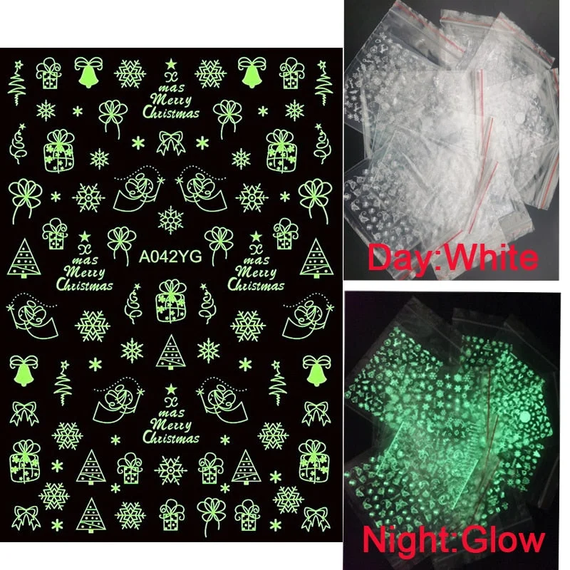 Colorful Night Lights 3D Snowflake Design Transfer Nails Art Sticker Lady Women Manicure Tools Nail Decoration Decals Adhesive
