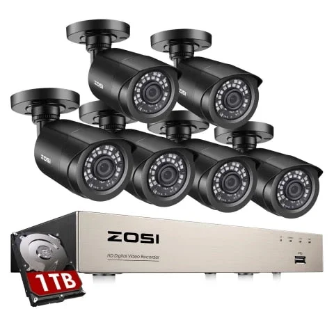 Pornhint ZOSI H.265+ 8CH HD DVR Kit CCTV Security System 1080N DVR with 6pcs 2.0mp 1080P Outdoor Home Camera P2P Video Surveillance Set