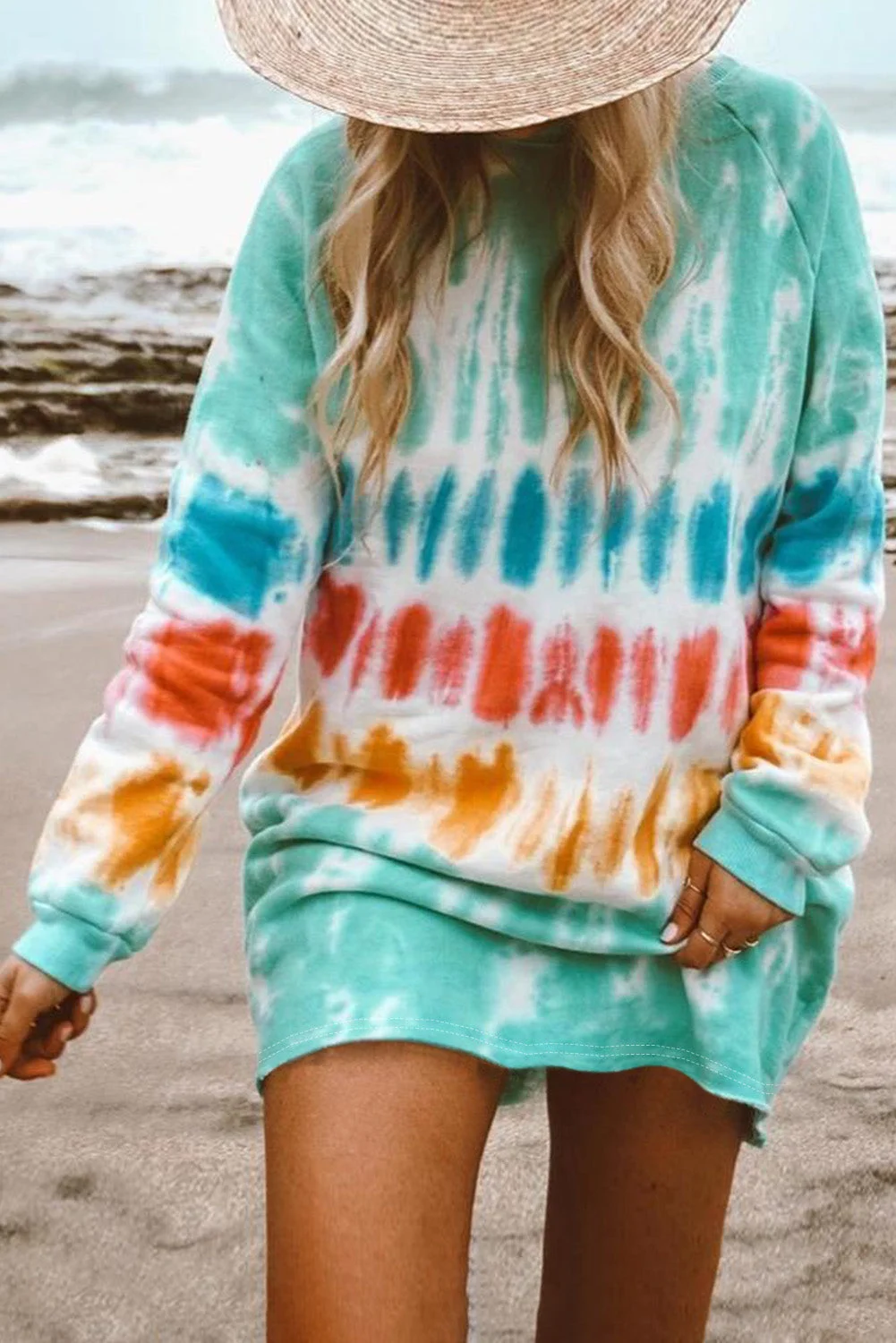 Buzzdaisy Fashion Tie Dye Long Sleeve Sweatshirt Dress
