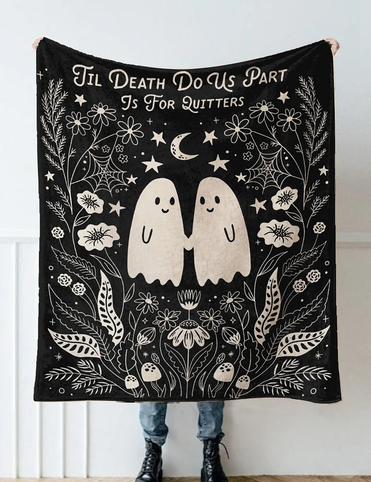 Spooky Couple Funny Wedding Anniversary Valentines Present Halloween Goth Blanket