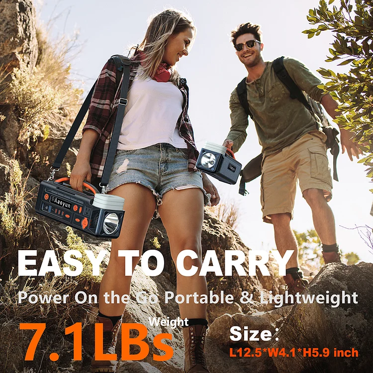  AOY-320 Portable Power Station | 300W Pure Sine Wave Inverter | 296Wh Battery Backup for Camping & Emergency | Type-C & Solar Charging
