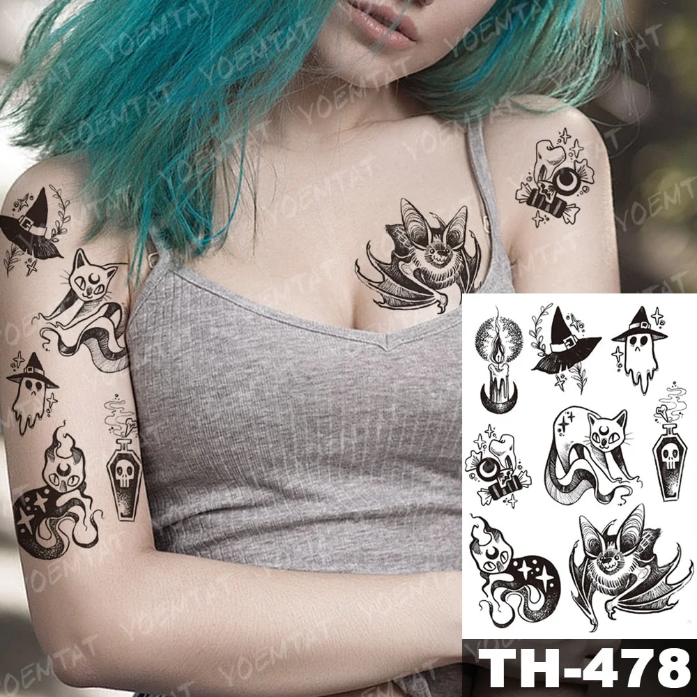 Waterproof Temporary Tattoo Stickers Fox Dragon Wolf Monster Old School Lotus Peony Flash Tatto Women Men Body Art Fake Tattoos