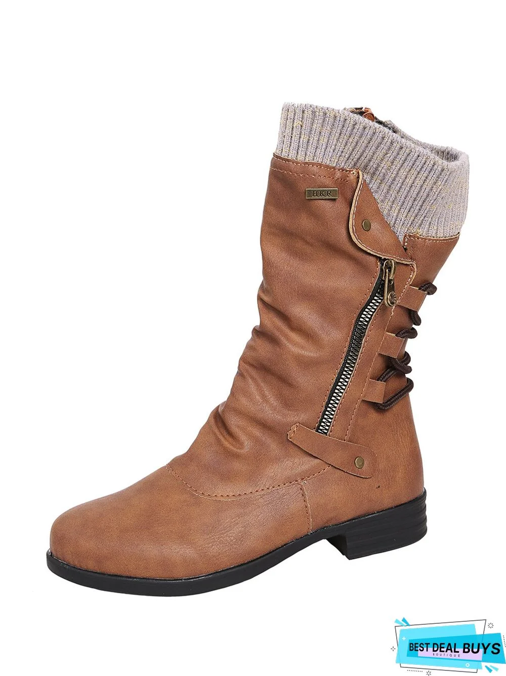 Vintage Yarn Panel Side Zip Flat Boots