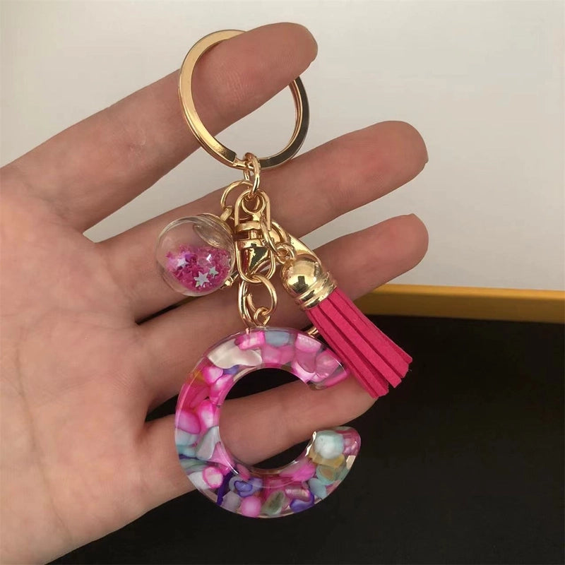 Minimalist Commute Letter Resin Unisex Bag Pendant Keychain