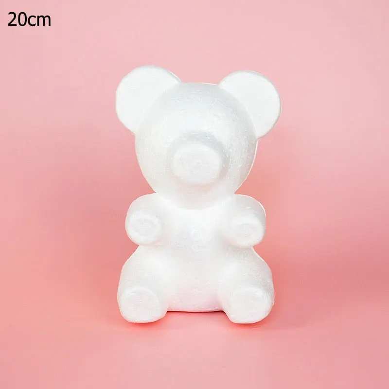 1Pcs Modelling Polystyrene Styrofoam White Foam Bear Mold Teddy For Valentine's Day Gifts Birthday Party Wedding Decoration