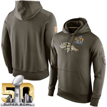 Men's Denver Broncos Super Bowl 50  Olive Salute To Service KO Performance Hoodie