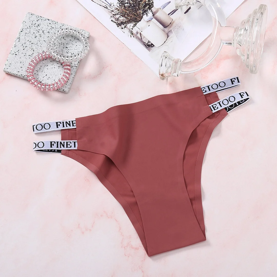 1/2PCS Seamless Lingerie Women's Underwear Low Rise Woman Panties Letter Bikini Sexy Female Ice Silk Brief Thongs For Ladies