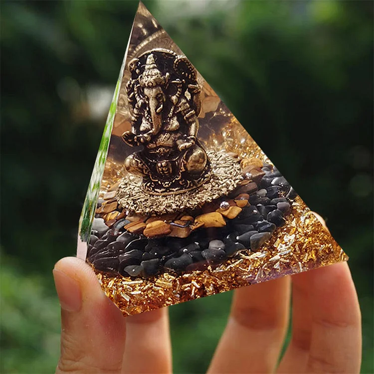 Black Tourmaline with Tiger Eye Orgone Pyramid