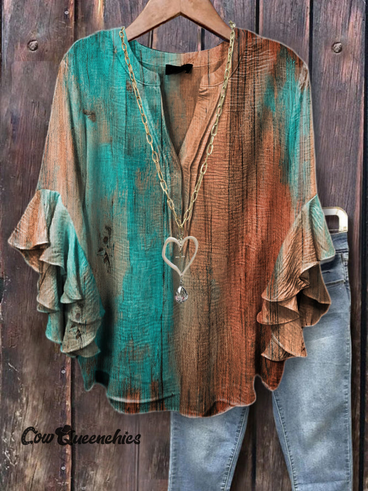 Women&rsquo;s Vintage Floral Art Print Casual Cotton And Linen Shirt Multicolor / S