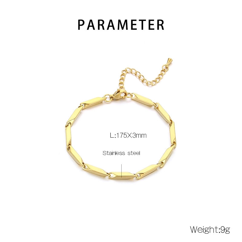 Minimalist Rhombus 304 Stainless Steel Unisex Bracelets Men Chain Bracelets