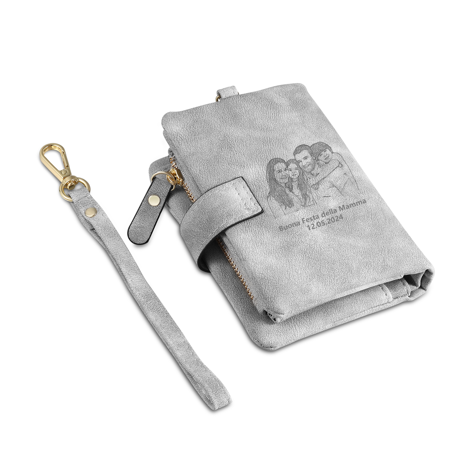 Portafoglio in PU pelle con 8 nomi & 2 testi & 1 foto personalizzati per mamma