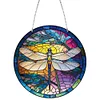 5D Diamond Painting Double Sided Effect  Stained Glass Panel Decorative Home Garden Decoration Hanging Kit(Dragonfly)