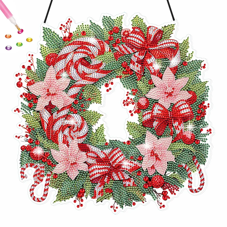 Christmas Biscuit Bow Candy Special Shaped Diamond Painting Wall Decor Wreath