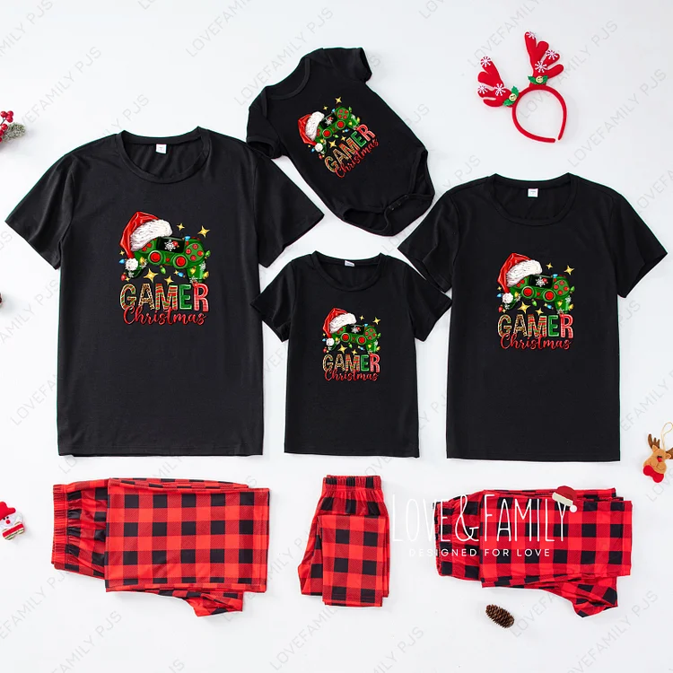 Gamer Christmas Family Short Sleeve Matching Pajamas Sets