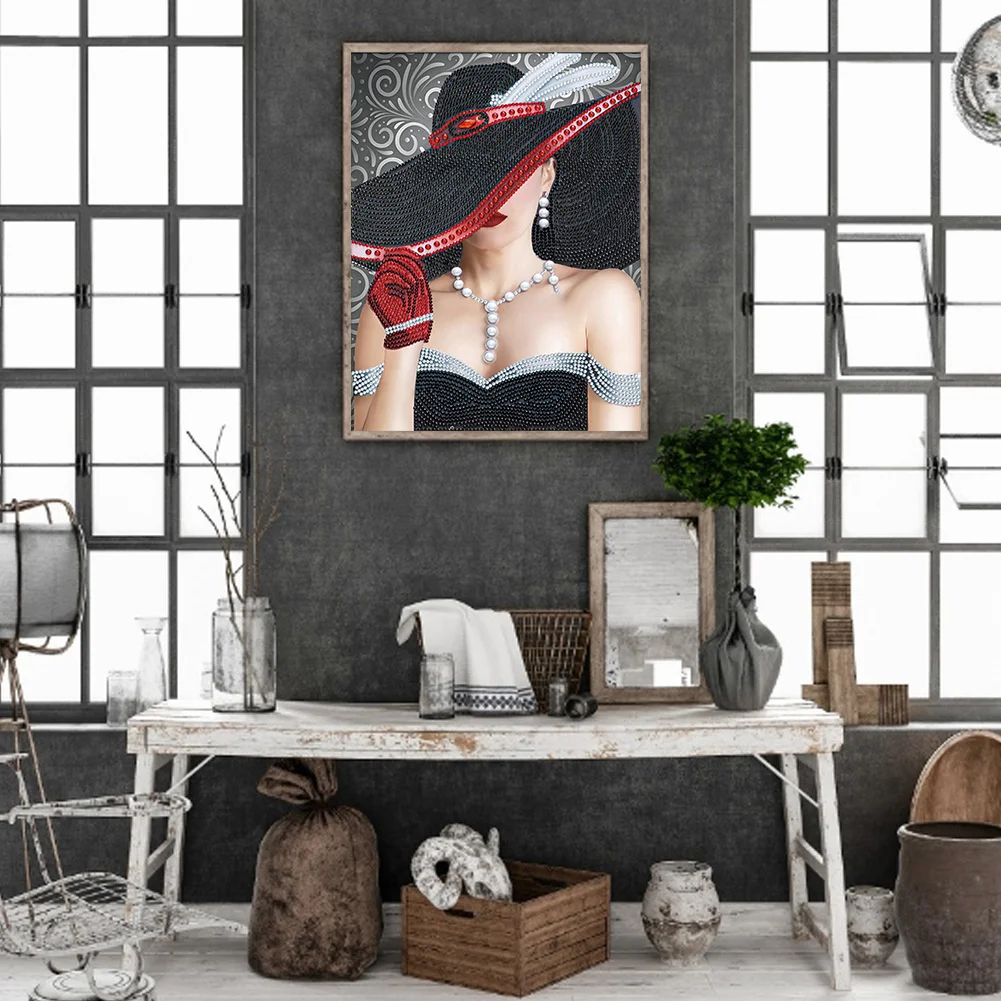 Diamond Painting - Partial Special Shaped Drill - Lady(30*40cm)