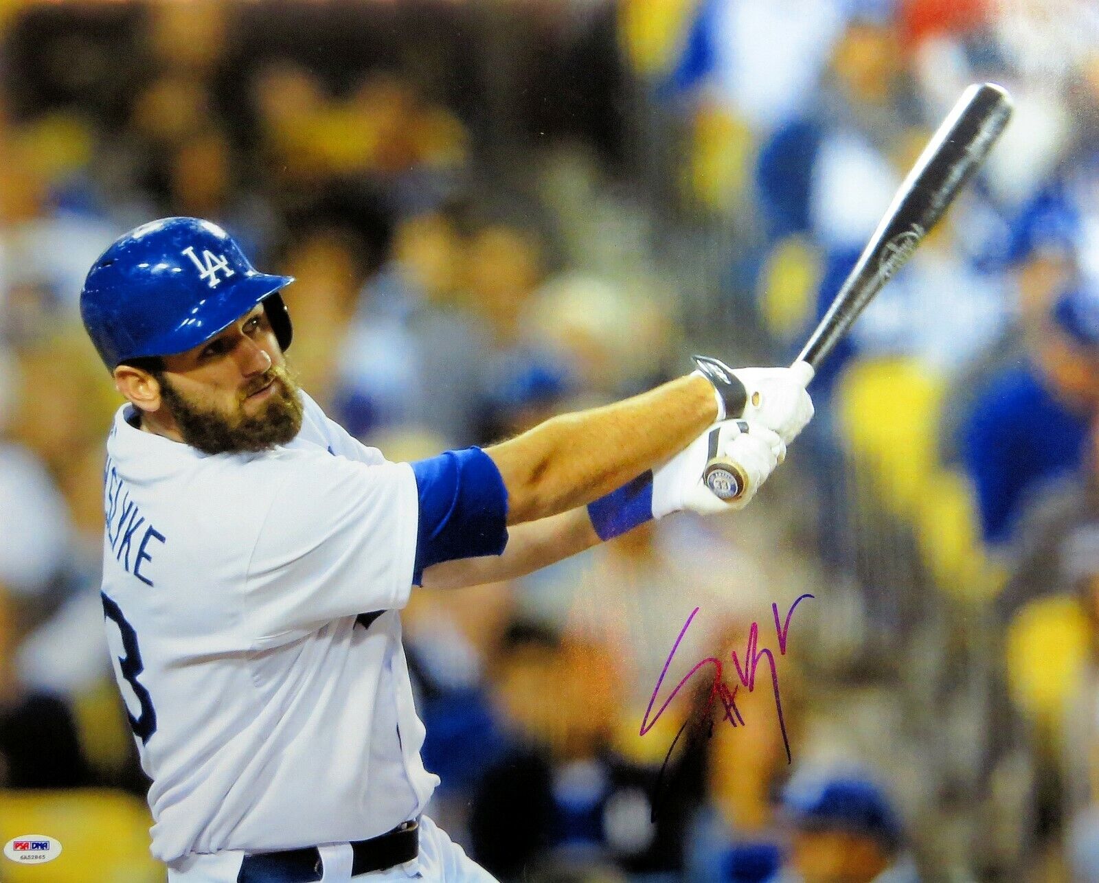 Scott Van Slyke Signed Autographed 16X20 Photo Poster painting Dodgers Close-Up Swing PSA/DNA