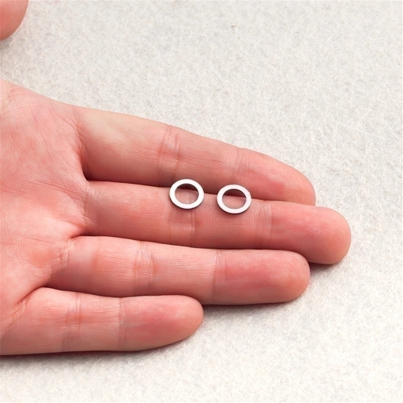 Simple Hollow Round Stainless Steel Earrings