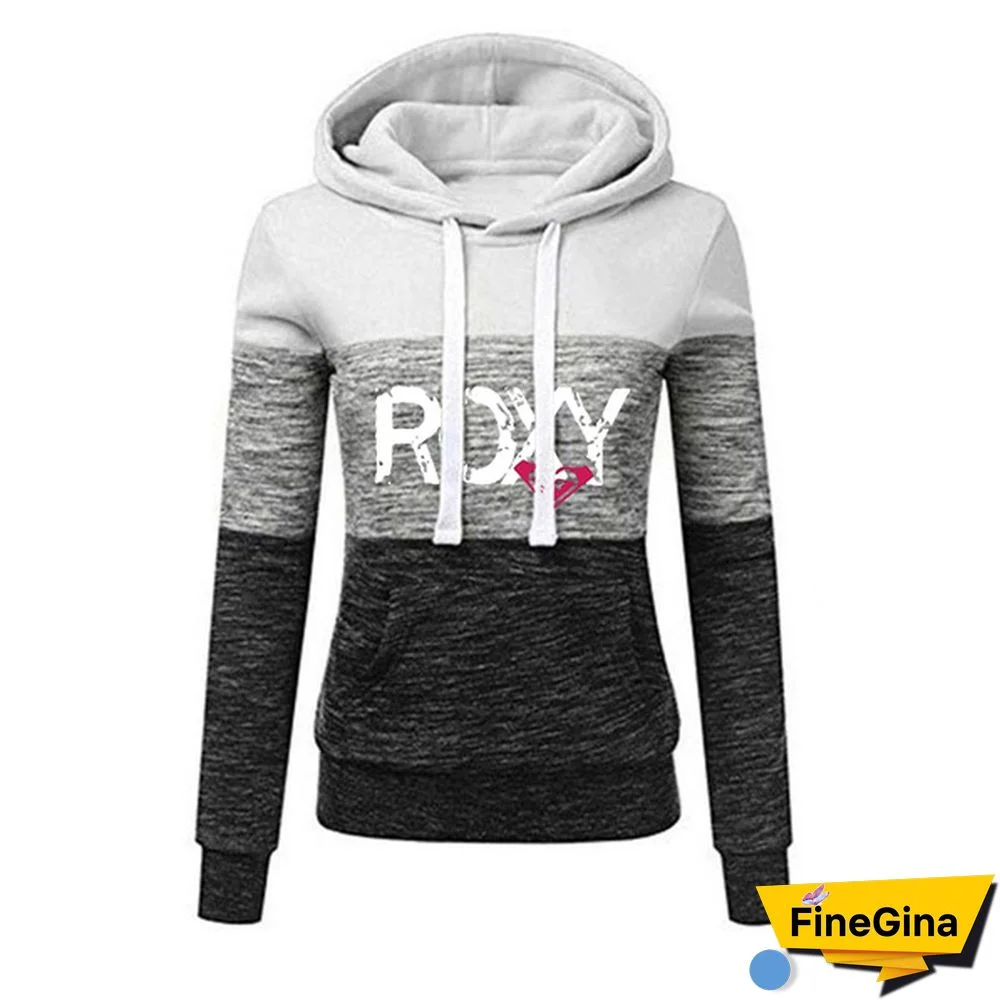 Women Casual Long Sleeve Sweatshirts Ladies Autumn Colorful Patchwork Thin Hoodie Jacket