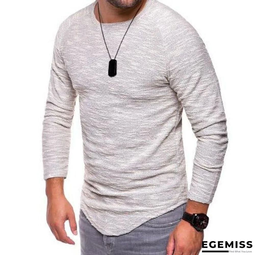 Fashion Slim Casual Long Sleeve T Shirt Mens Autumn Fit Elastic Striped O-Neck Pullover Sexy Tshirt | EGEMISS