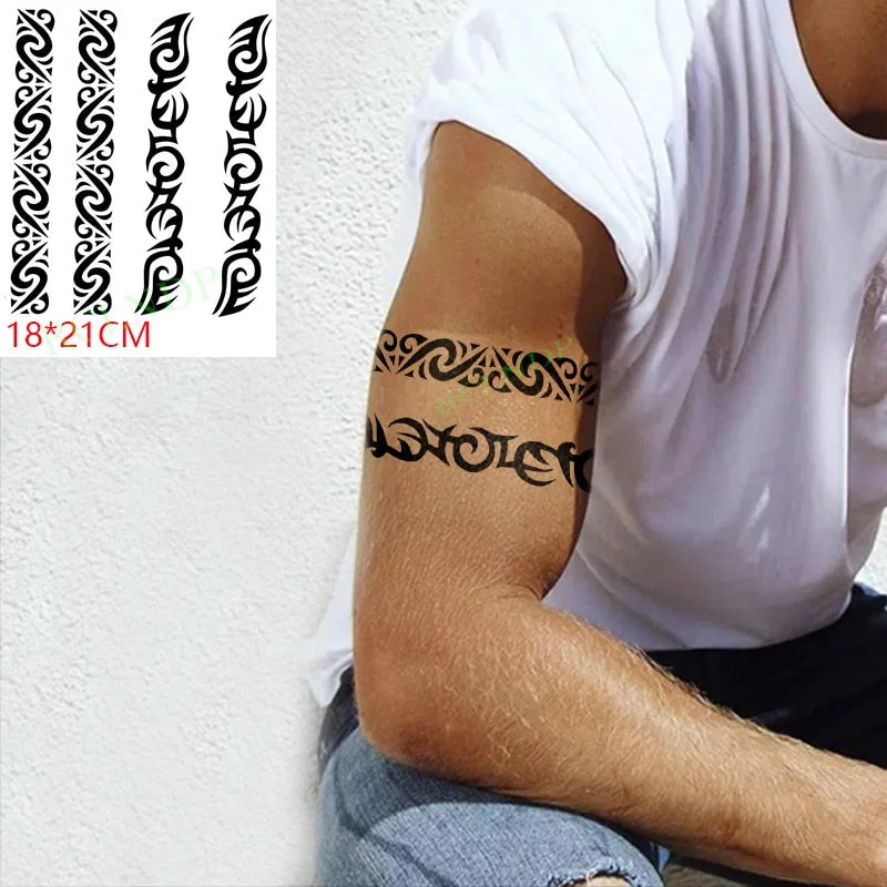 Waterproof Temporary Tattoo Sticker stripe Bar code streak line Fake Tatto Flash Tatoo Totem Back leg Abdomen Arm for Men Women