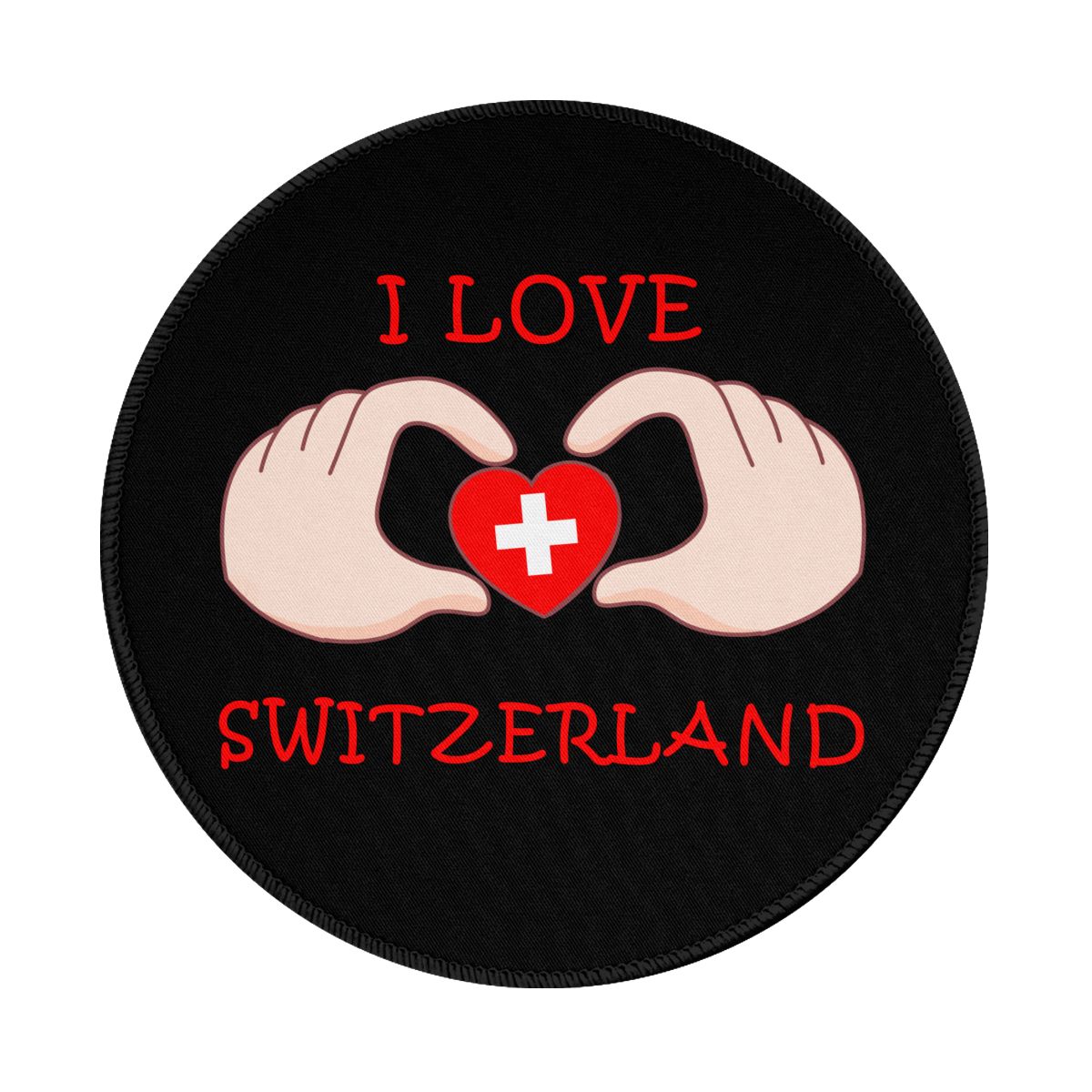 I Love Switzerland Waterproof Round Mouse Pad for Wireless Mouse