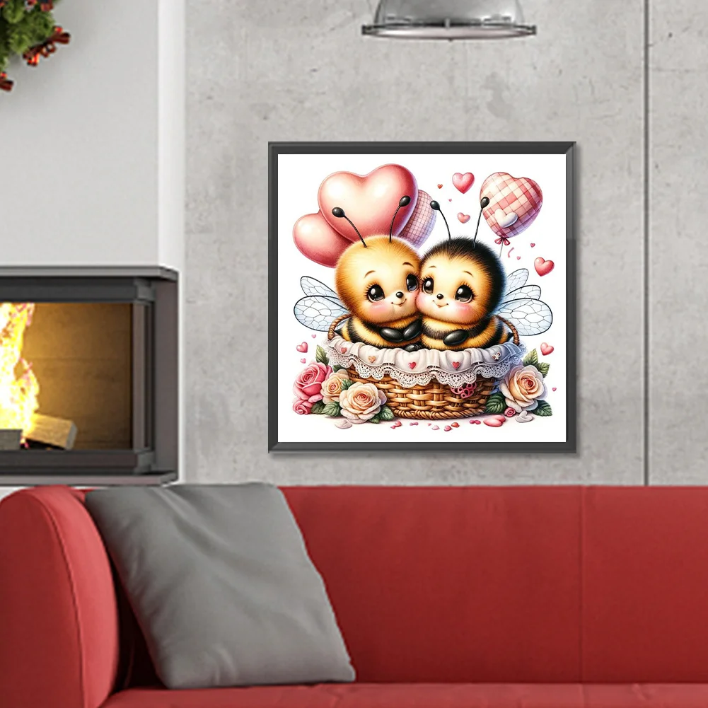 Diamond Painting - Full Round Drill - Love Flower Bee(Canvas|30*30cm)